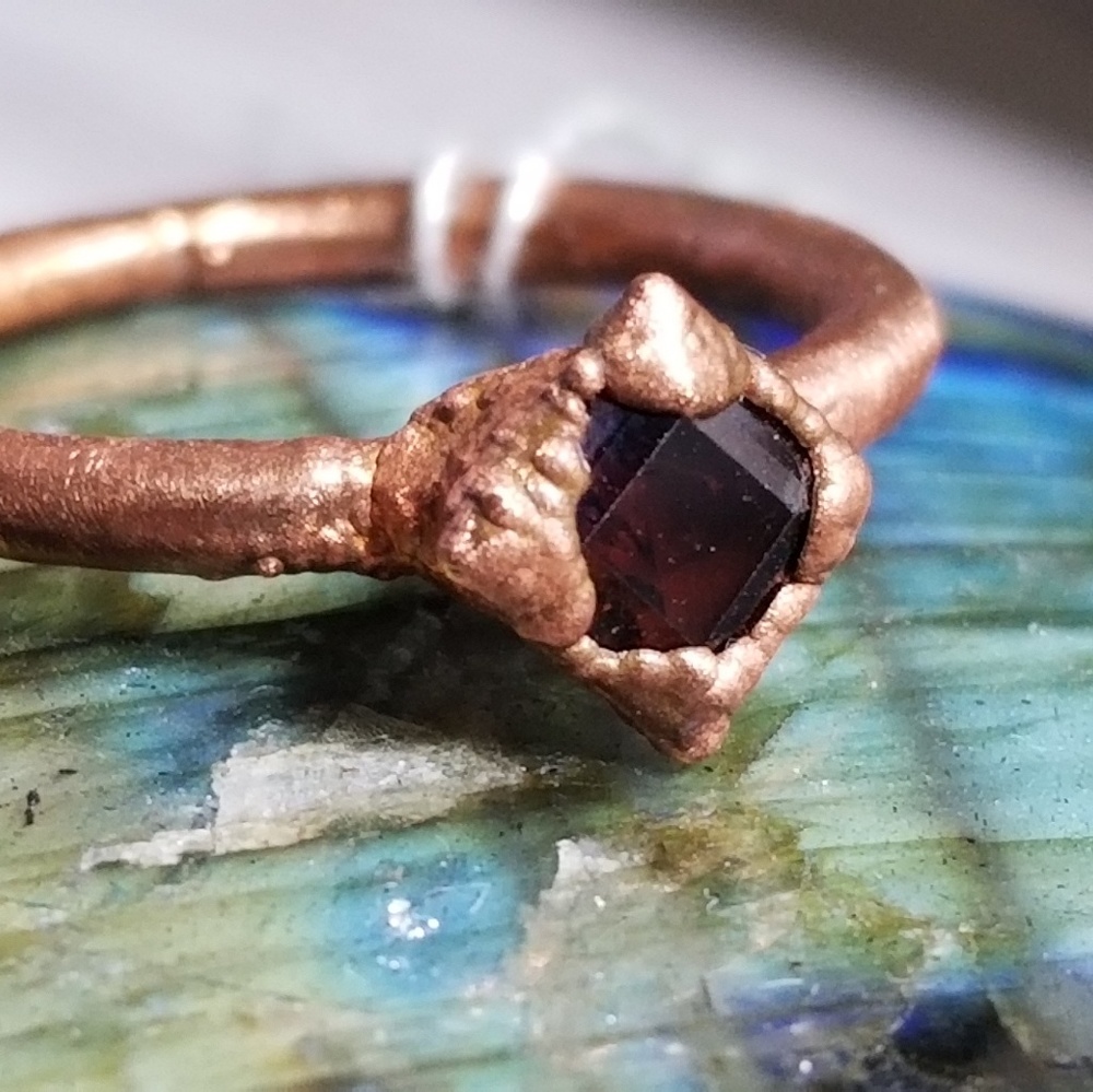 TVD Garnet Copper Electroformed Ring SZ 6